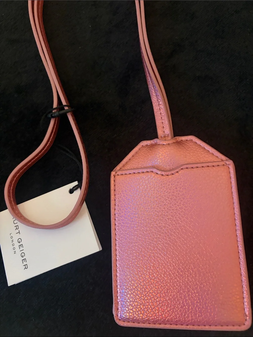 Kurt Geiger Pink Strawberry Leather Luggage Tag